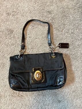 Coach Black Shoulder Bag with Gold Turnlock
